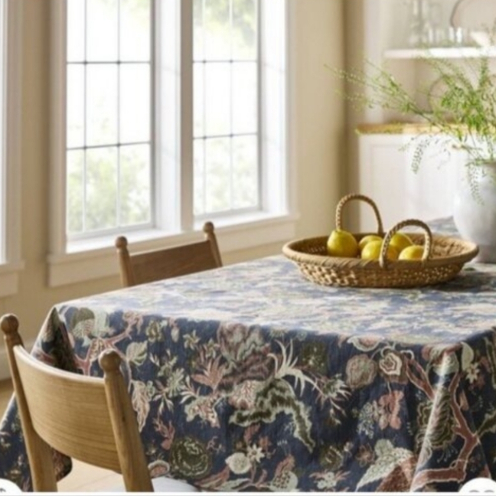 Threshold Studio McGee Table Cloth Blue Floral Plain Weave Cotton 60" x 104"